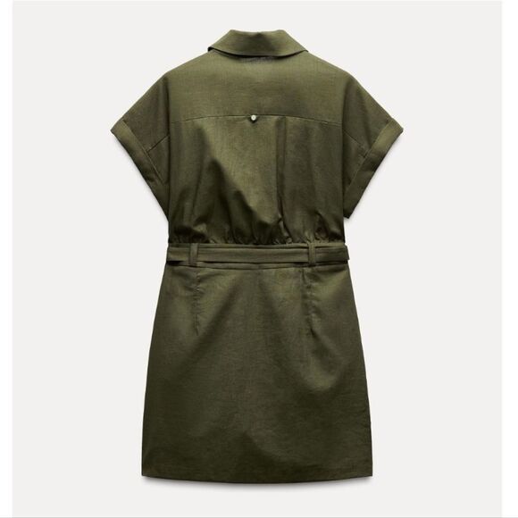 Zara Linen Blend Mini Shirt Dress, XS - Picture 3 of 10